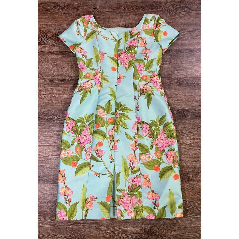 Talbots Botanical Flowers Cap Sleeve Sheath Cocktail Dress Women’s 2 - Picture 9 of 10